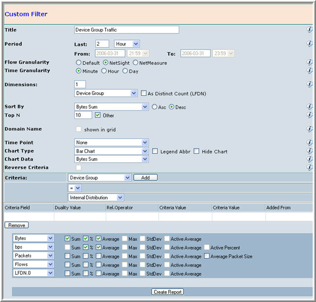 Custom Report Screen Filter